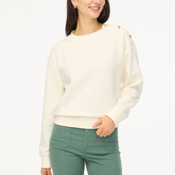 J.Crew Factory Button-shoulder Pullover Ivory - Picture 2 of 6